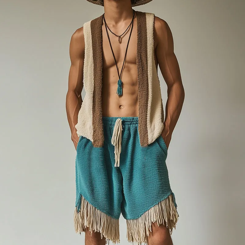 Men's Spring Fashion Towel Cloth Tassel Sleeveless Shorts Set MTA0825D1P sold by Manly product image thumbnail 2
