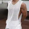 Men's Casual Round Neck Hollow Breathable Knitted Tank Top MTA0768D5M sold by Manly