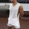 Men's Casual Round Neck Hollow Breathable Knitted Tank Top MTA0768D5M sold by Manly