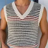Men's Casual V Neck Contrast Color Striped Knitted Tank Top MTA0787D6M sold by Manly
