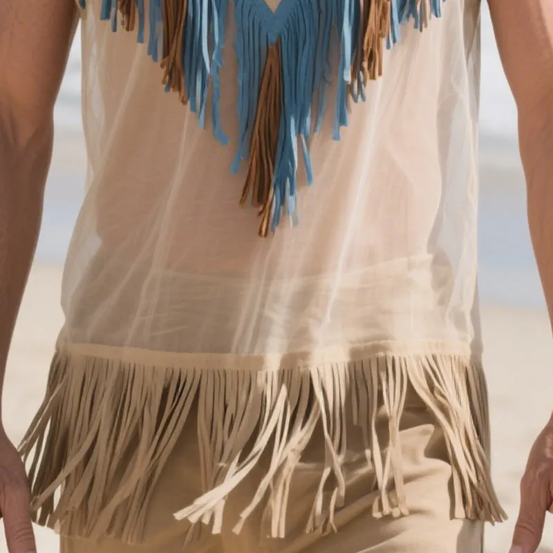 Men's Spring Fashion Suede Tassel Thin Tank Top MTA0729D1P sold by Manly product image thumbnail 4