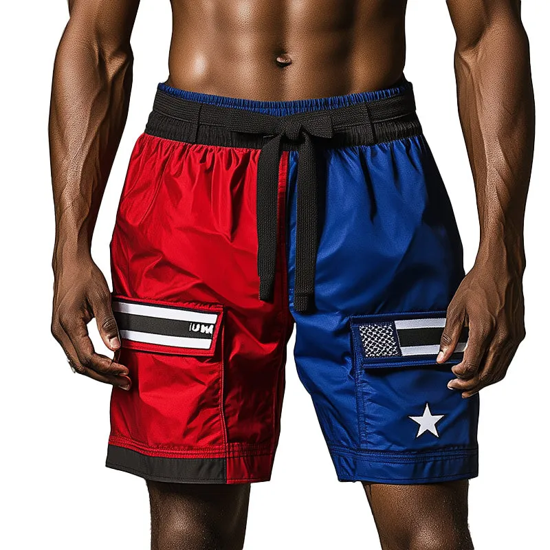 Men's Spring Fashion Contrast Color Sports Casual Shorts MTA0735D2P sold by Manly