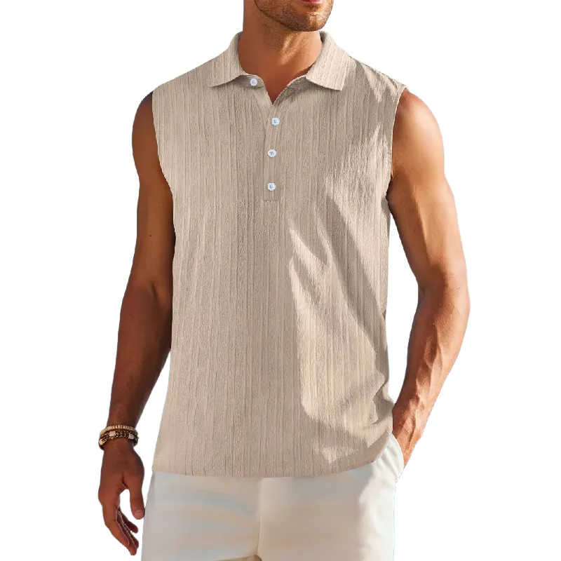Men's Solid Color Lapel Pullover Tank Tops MTA0773D0X sold by Manly product image thumbnail 5