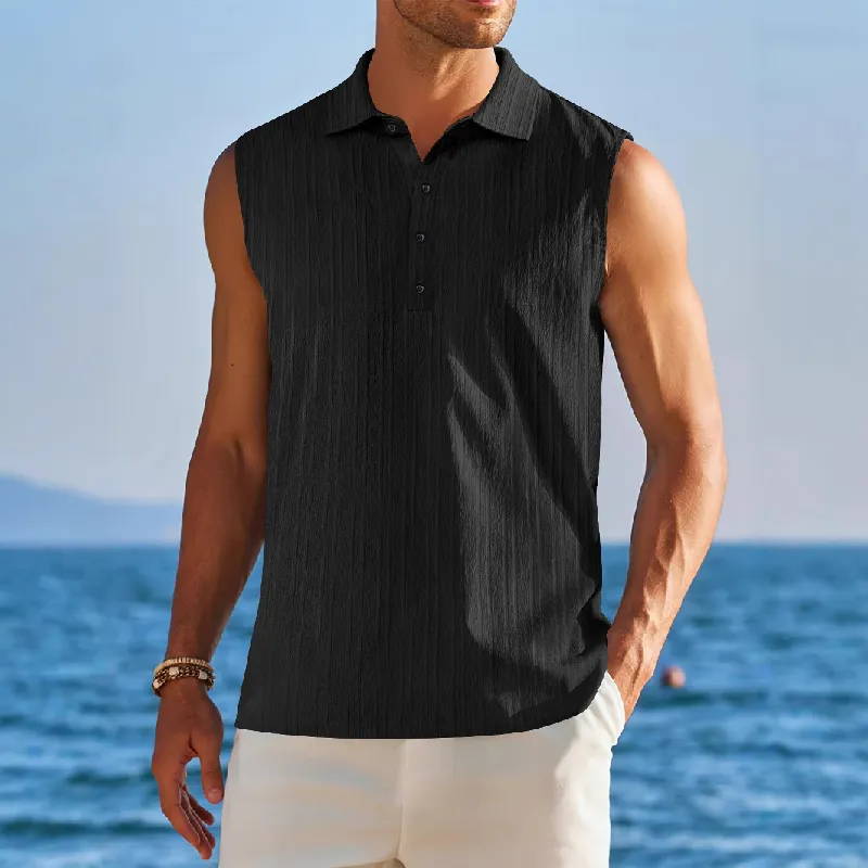 Men's Solid Color Lapel Pullover Tank Tops MTA0773D0X sold by Manly product image thumbnail 3