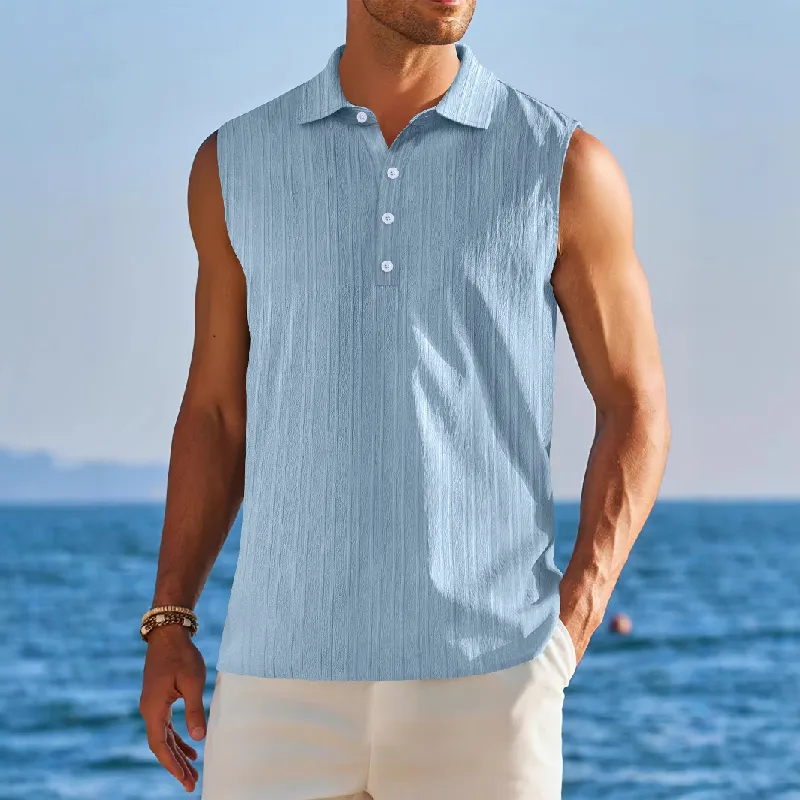 Men's Solid Color Lapel Pullover Tank Tops MTA0773D0X sold by Manly product image thumbnail 4