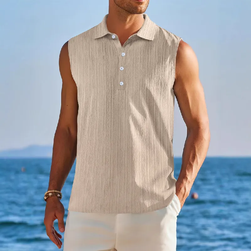 Men's Solid Color Lapel Pullover Tank Tops MTA0773D0X sold by Manly product image thumbnail 2