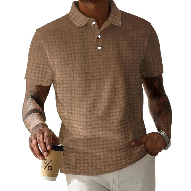 Men's Textured Striped Short-Sleeved POLO Shirt MTA0740D5X sold by Manly