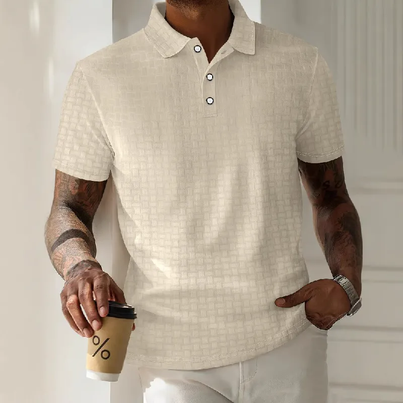 Men's Textured Striped Short-Sleeved POLO Shirt MTA0740D5X sold by Manly product image thumbnail 5
