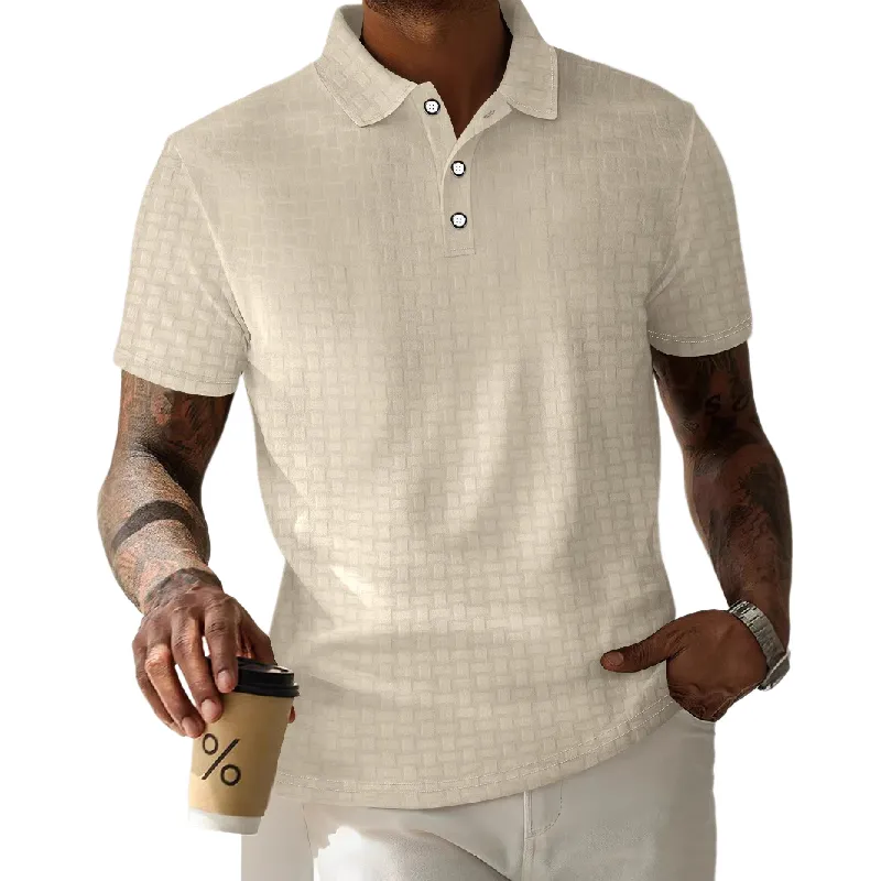 Men's Textured Striped Short-Sleeved POLO Shirt MTA0740D5X sold by Manly product image thumbnail 3