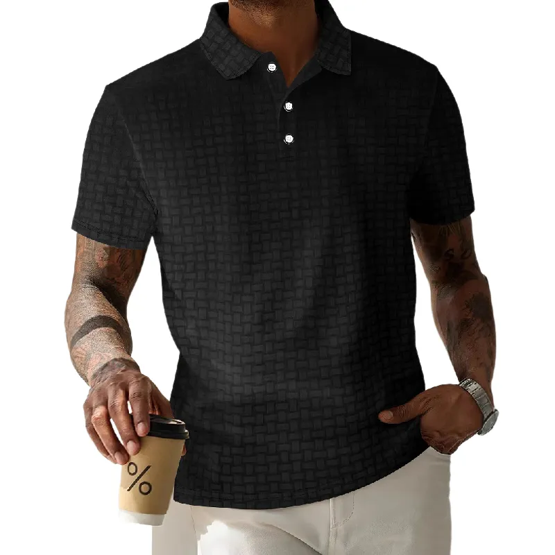 Men's Textured Striped Short-Sleeved POLO Shirt MTA0740D5X sold by Manly product image thumbnail 4