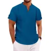 Men's Casual Stand Collar Short Sleeve Shirt MTA0769D7X sold by Manly