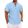 Men's Casual Stand Collar Short Sleeve Shirt MTA0769D7X sold by Manly