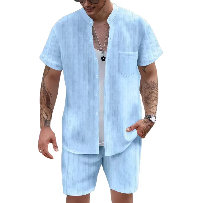Men's Casual Resort Short Sleeve Shorts Two-piece Set MTA0739D3X sold by Manly product image thumbnail 4