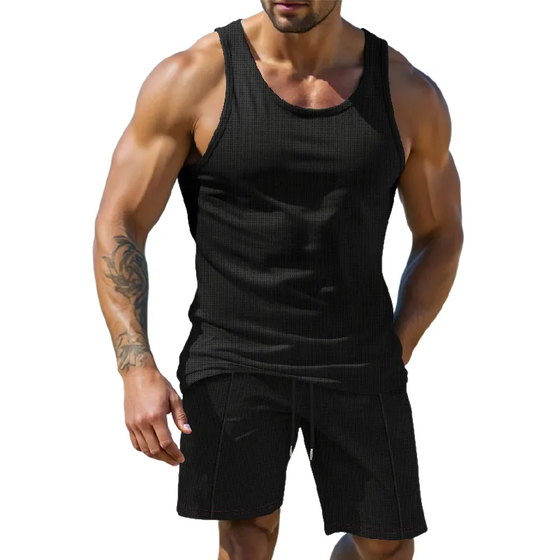 Men's Casual Solid Color Tank Top Shorts Two-Piece Set MTA0714D8X sold by Manly product image thumbnail 3