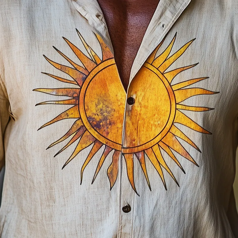 Men's Spring Fashion Retro Printed Cotton and Linen Short Sleeve Shirt MTA1009D4P sold by Manly product image thumbnail 3