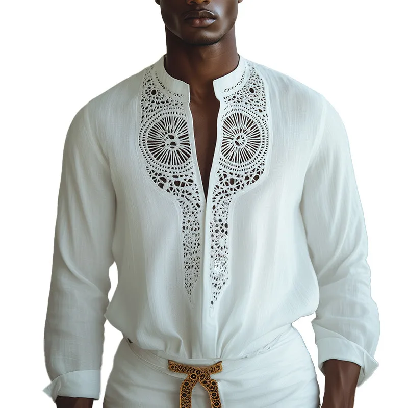 Men's Spring Simple Fashion Hollow Casual Sports Long Sleeve Shirt MTA1061D9P sold by Manly
