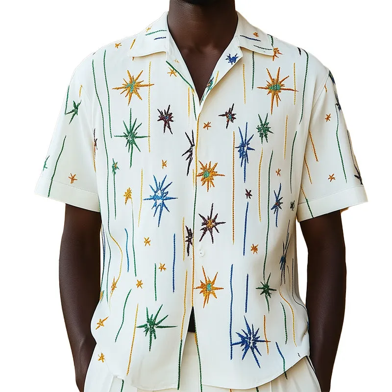 Men's Spring Fashion Unique Embroidery Short Sleeve Shirt MTA1021D8P sold by Manly