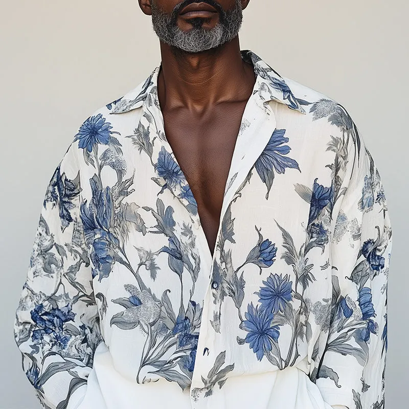 Men's Spring Fashion Lightweight Breathable Printed Long Sleeve Shirt MTA1022D5P sold by Manly product image thumbnail 2