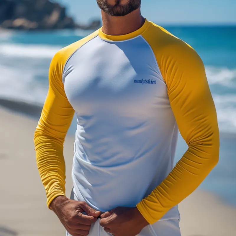 Men's Sports Color Matching Sun Protection Round Neck Long Sleeve T-Shirt MTA1002D8TO sold by Manly product image thumbnail 2