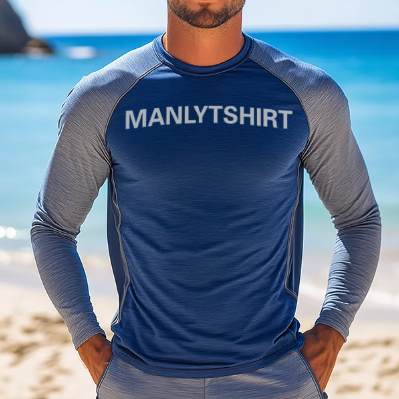Men's Sports Color Matching Sun Protection Round Neck Long Sleeve T-Shirt MTA1081D5TO sold by Manly product image thumbnail 2