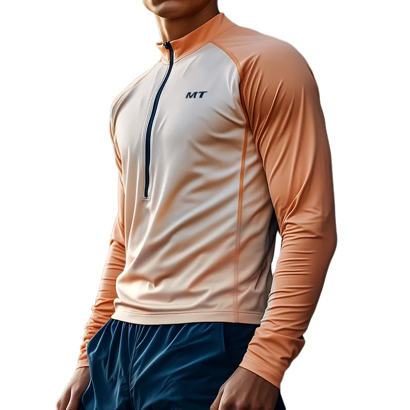 Men's Sports Casual Quick-Drying Zipper Collar Long Sleeve T-Shirt MTA1083D5TO sold by Manly