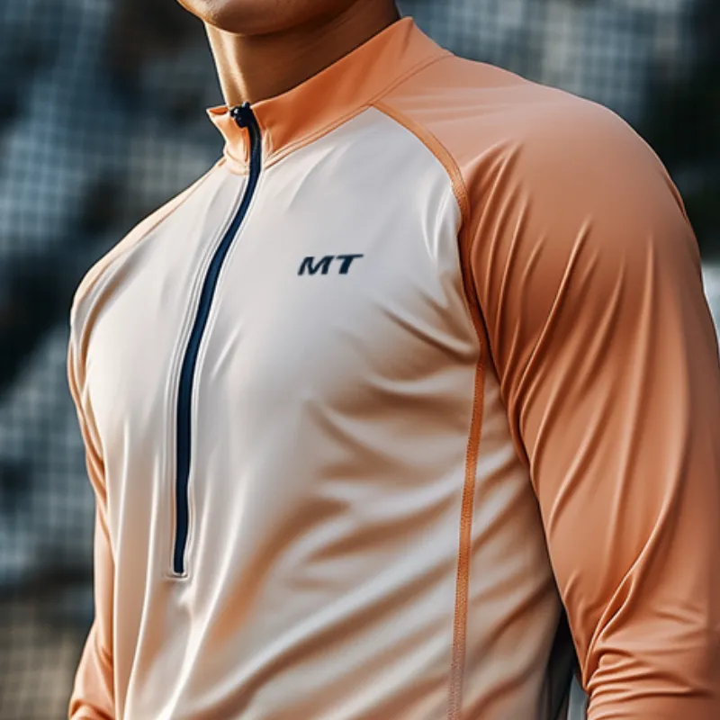Men's Sports Casual Quick-Drying Zipper Collar Long Sleeve T-Shirt MTA1083D5TO sold by Manly product image thumbnail 3