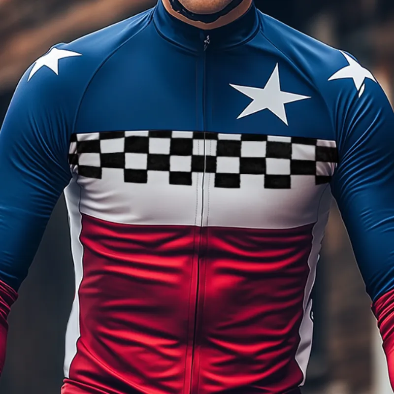 Men's Retro Sports Star Checkerboard Print Zipper Long Sleeve T-Shirt MTA1050D3TO sold by Manly product image thumbnail 3