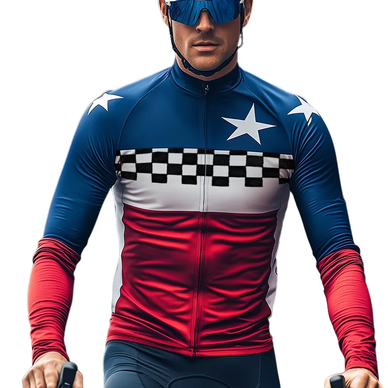 Men's Retro Sports Star Checkerboard Print Zipper Long Sleeve T-Shirt MTA1050D3TO sold by Manly