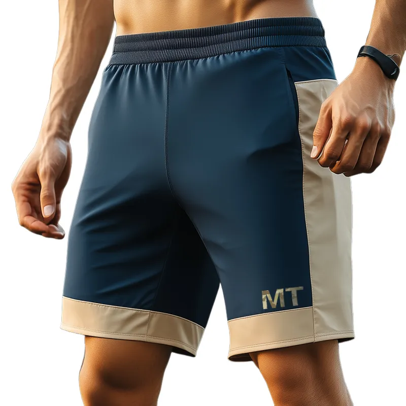 Men's Sports Casual Colorblock Quick-Drying Drawstring Shorts MTA1037D1TO sold by Manly