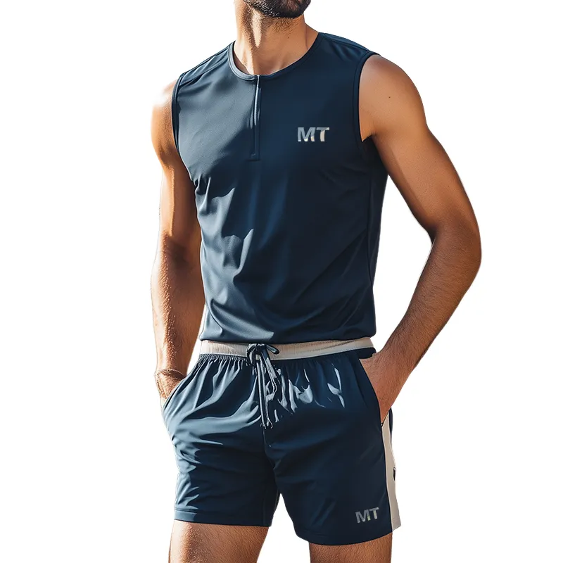 Men's Sports Casual Quick-Drying Tank Top Shorts Two-Piece Set MTA1092D0TO sold by Manly