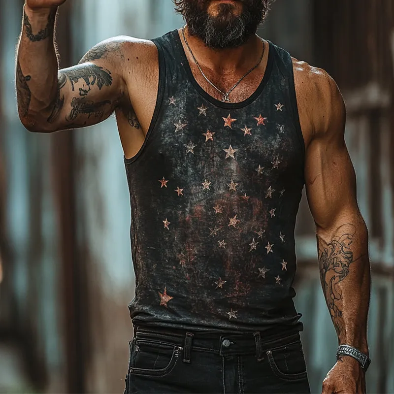 Men's Retro Casual Star Universe Crew Neck Tank Top MTA1073D3TO sold by Manly product image thumbnail 2