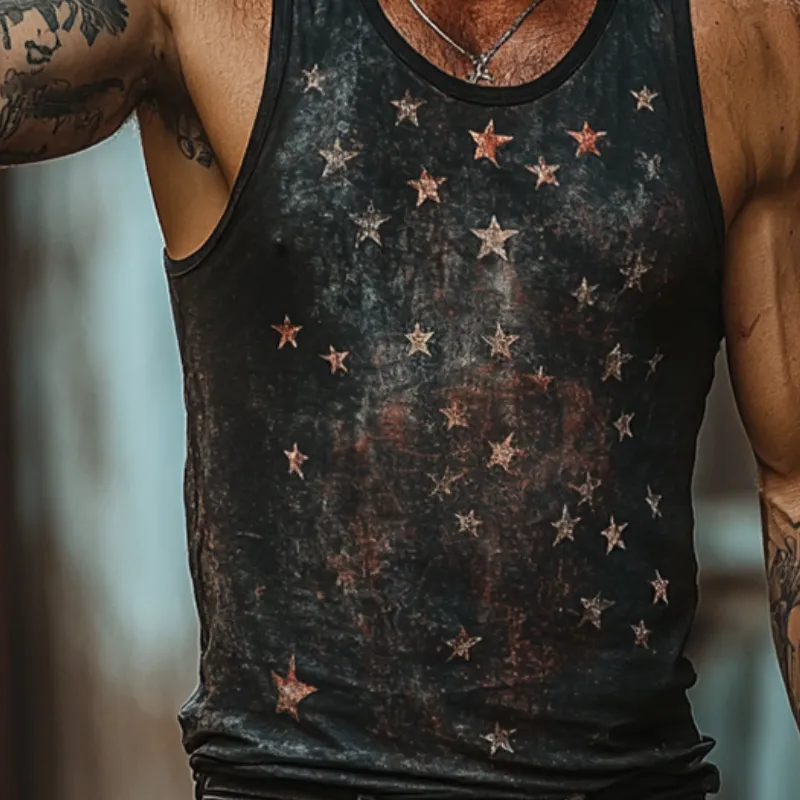 Men's Retro Casual Star Universe Crew Neck Tank Top MTA1073D3TO sold by Manly product image thumbnail 3