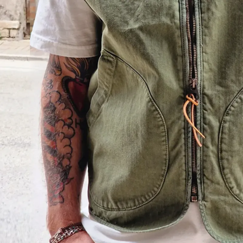 Men's Vintage Washed Zipper Cargo Vest MTA1052D5TO sold by Manly product image thumbnail 3