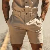 Men's Spring and Summer Fashion Casual Multi-Pocket Twill Cotton Short Sleeve Shorts Jumpsuit MTA1056D5K sold by Manly