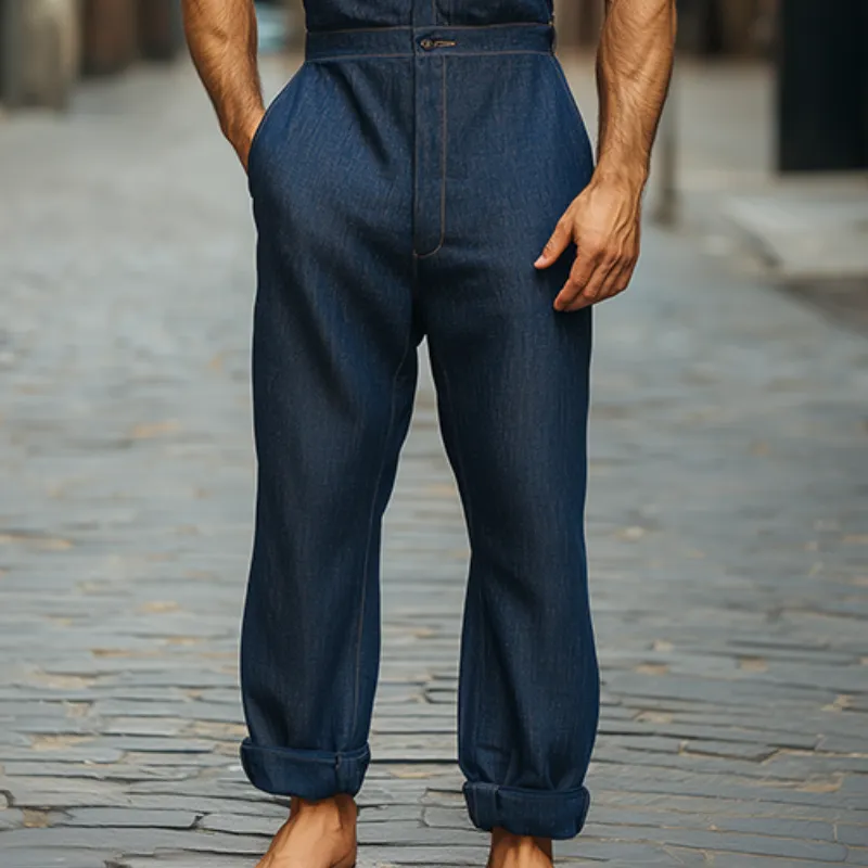Men's Spring and Summer Fashion Casual Personality Tencel Denim Tank Top Jumpsuit MTA1050D6K sold by Manly product image thumbnail 5