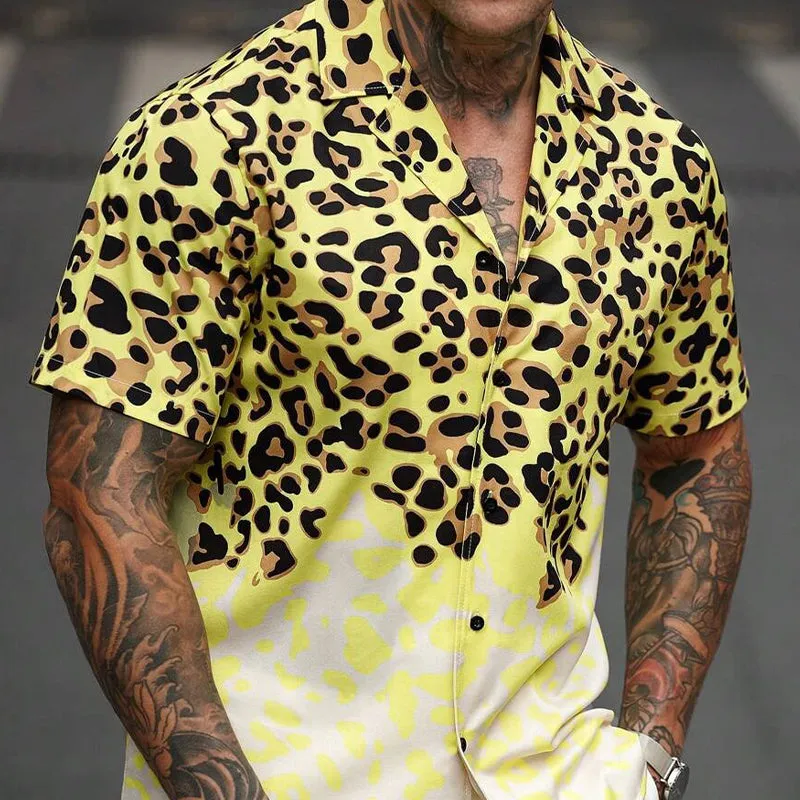 Men's Leopard Print Short Sleeve Shirt MTA1002D8X sold by Manly product image thumbnail 3