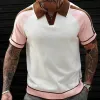 Men's Contrast Color Short Sleeve Casual POLO Shirt MTA1012D8X sold by Manly