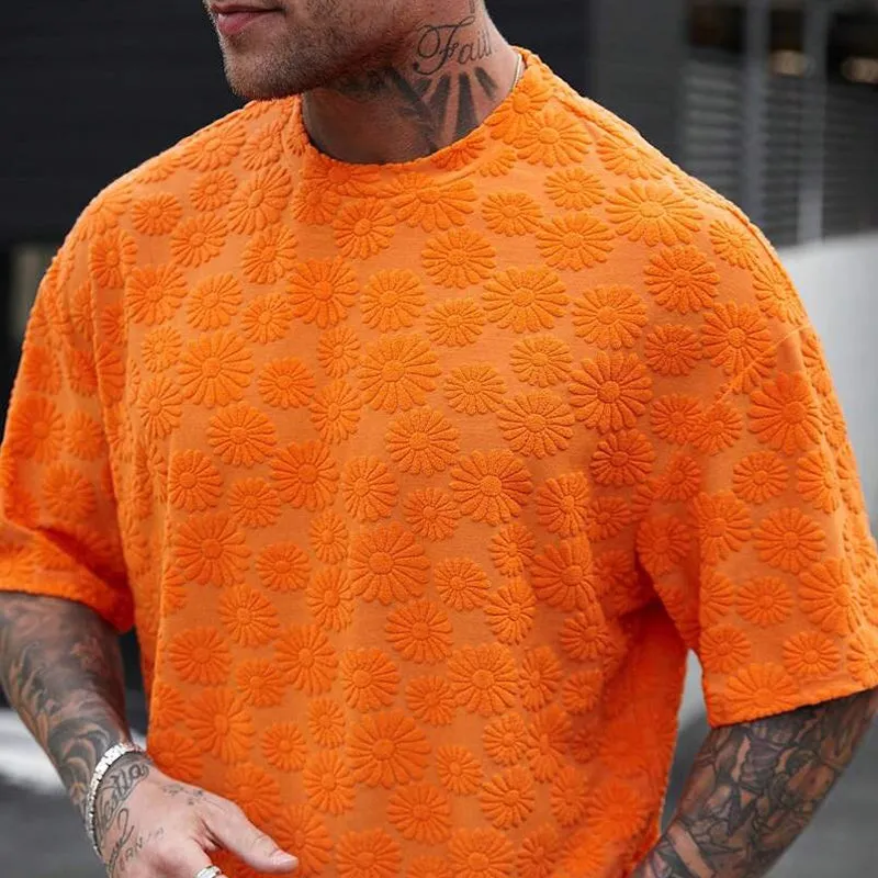Men's Jacquard Round Neck Short Sleeve T-Shirt MTA1027D3X sold by Manly product image thumbnail 2