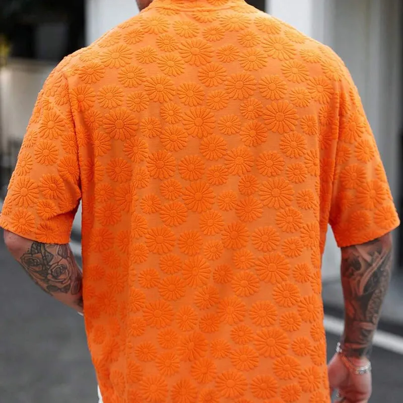 Men's Jacquard Round Neck Short Sleeve T-Shirt MTA1027D3X sold by Manly product image thumbnail 3