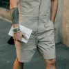Men's Spring and Summer Fashion Casual Workwear Short-sleeved Shirt Collar Jumpsuit MTA1087D6K sold by Manly