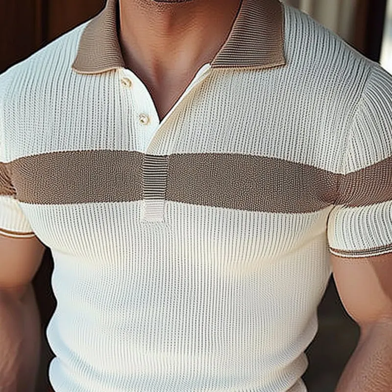 Men's Casual Contrast Lapel Slim Fit Knitted Short Sleeve Polo Shirt MTA1888C3M sold by Manly product image thumbnail 3