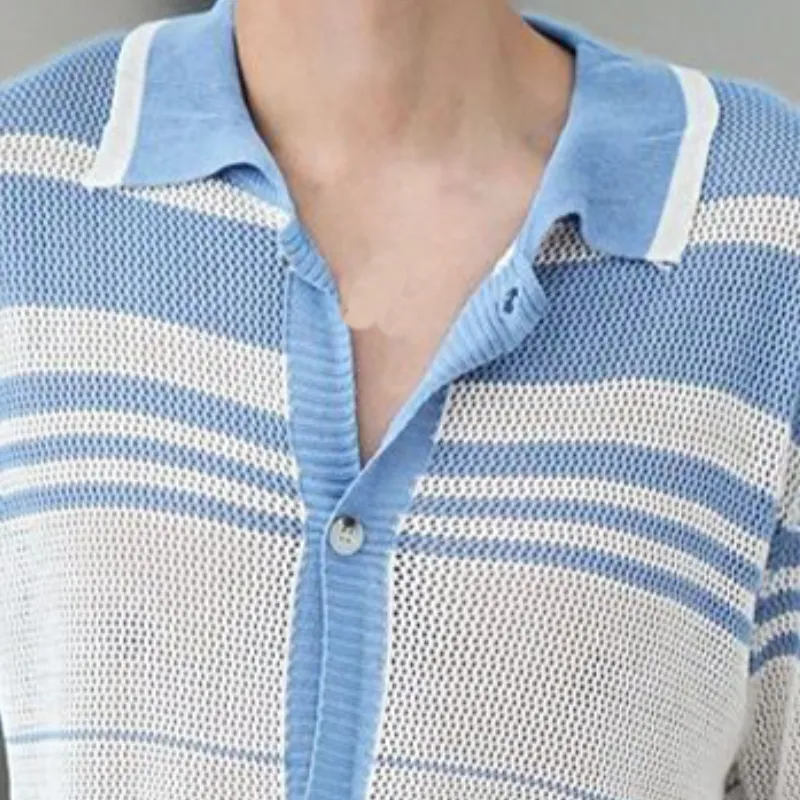 Men's Spring and Summer Fashion Casual Cool and Comfortable Knitted Short-sleeved Shirt MTA0970D2K sold by Manly product image thumbnail 3