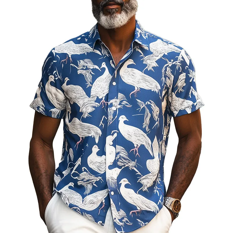 Men's Spring Fashion Pigeon Printed Casual Sports Short Sleeve Shirt MTA0975D7P sold by Manly