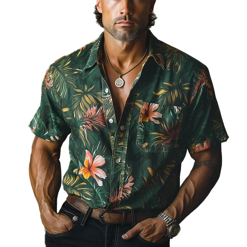 Men's Spring Retro Printed Cotton and Linen Short Sleeve Casual Sports Shirt MTA0913D6P sold by Manly