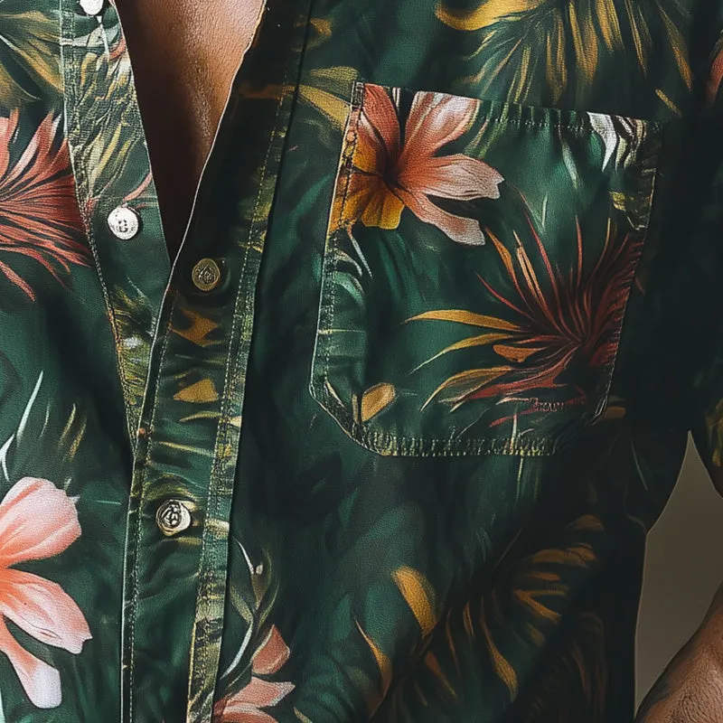 Men's Spring Retro Printed Cotton and Linen Short Sleeve Casual Sports Shirt MTA0913D6P sold by Manly product image thumbnail 3