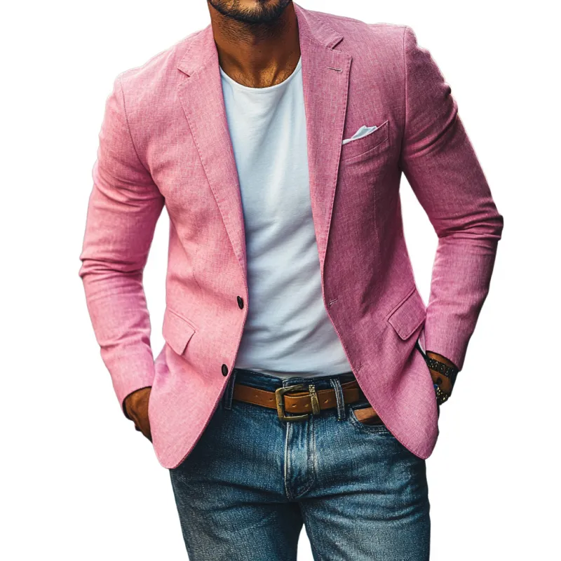 Men's Casual Linen Notched Lapel Single Breasted Slim Fit Blazer MTA0297D5M sold by Manly product image thumbnail 3