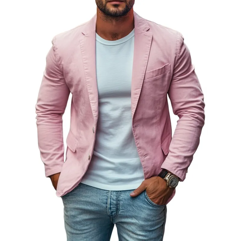 Men's Casual Premium Cotton Notched Lapel Single Breasted Slim Fit Blazer MTA0213D3M sold by Manly