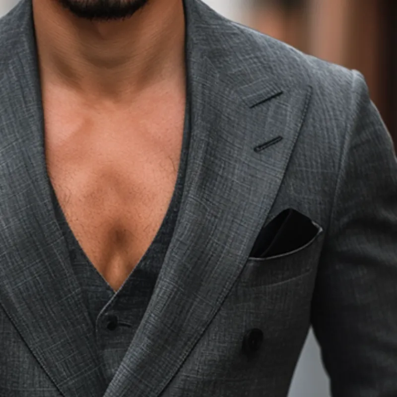 Men's Vintage Linen Breathable Double Breasted Blazer MTA0967D8TO sold by Manly product image thumbnail 3