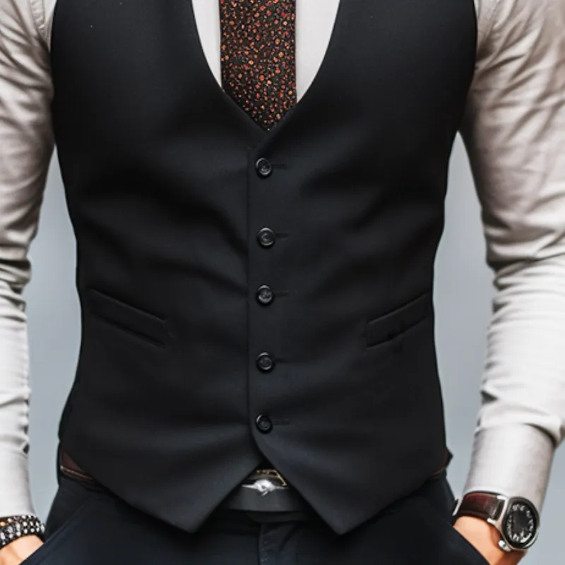 Men's Retro Solid Color Single Breasted Business Vest MTA0935D2TO sold by Manly product image thumbnail 3