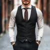 Men's Retro Solid Color Single Breasted Business Vest  MTA0935D2TO sold by Manly